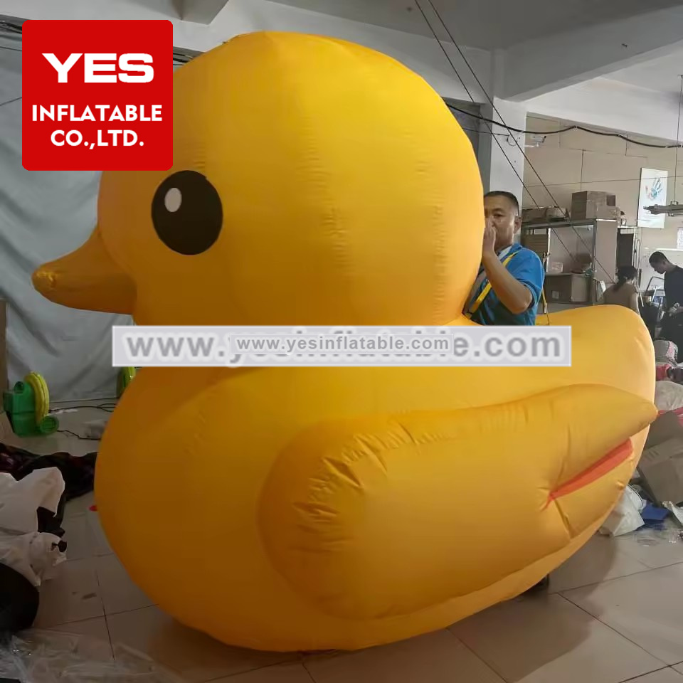 Custom Inflatable Walking Cartoon Inflatable Yellow Duck Costume With Led Light