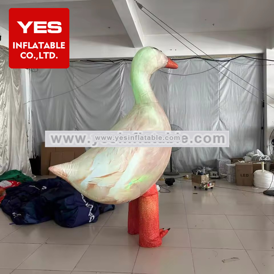 Best Design Inflatable Walking Cartoon Inflatable Animal Mascot Costume Inflatable White Goose Costume With Led Light