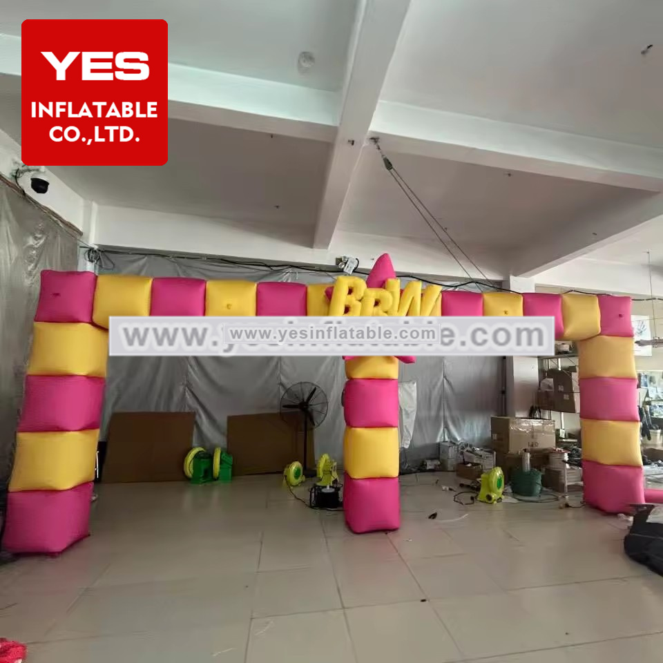 Customized Colors Inflatable Arch Pink Orange Inflatable Block Arch For Advertising