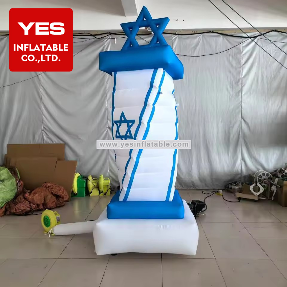 Customized Inflatable Advertising Sign Blue White Inflatable Advertising Pillar