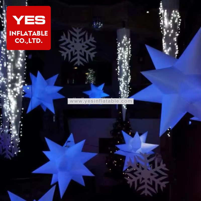 Hot Sale Inflatable Outdoor Decoration Hanging Inflatable Star With Led Lighted