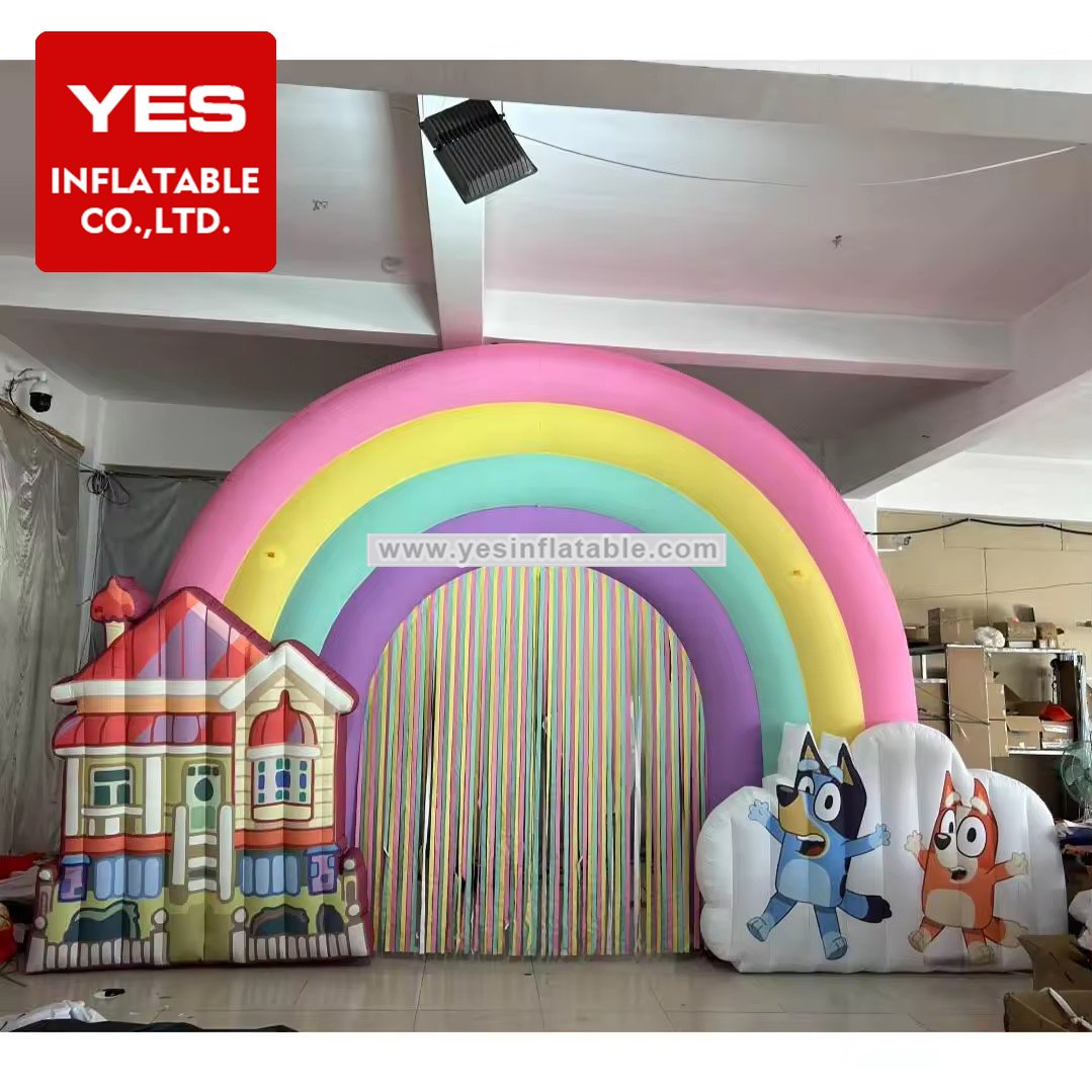 Best Sale Macaron Colours Inflatable Cartoon Role Arch Inflatable Cloud Rainbow Arch