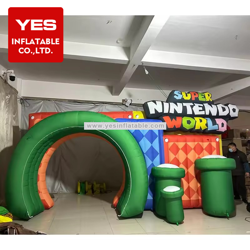 custom play game arch Inflatable super nintendo world tunnel