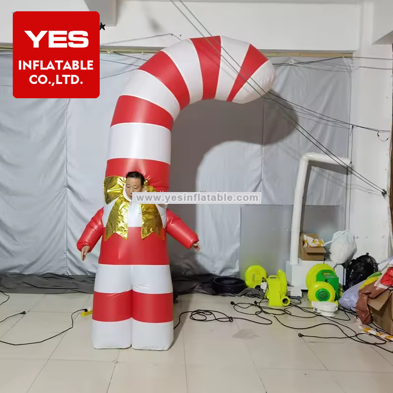 Factory Oem Inflatable Candy Cane Costume Inflatable Giant Christmas Decoration Inflatable Walking Costume