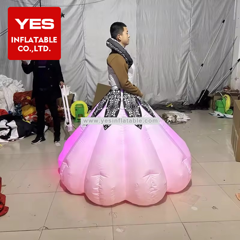 Float parade walking costumes LED pink inflatable dress