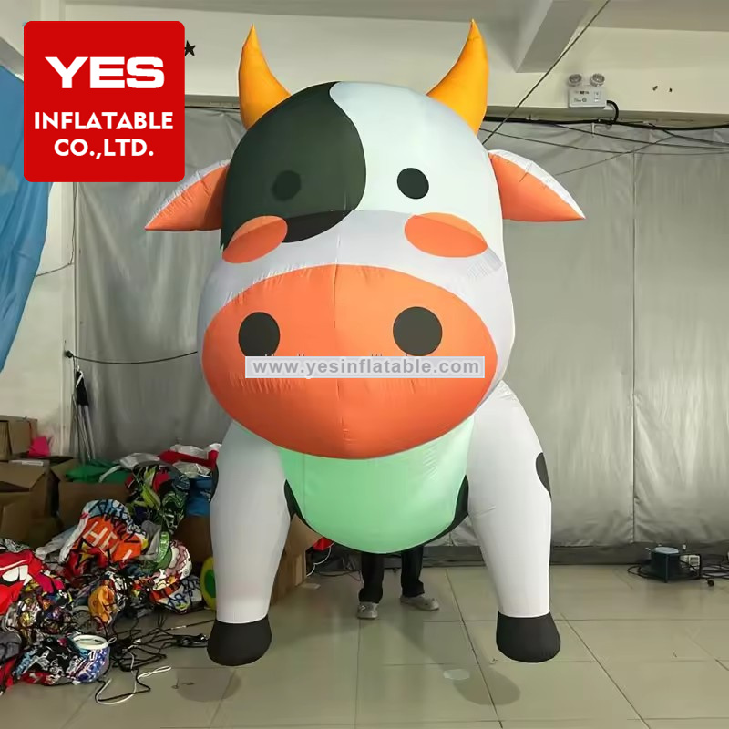 Giant Inflatable Mascot Costume Inflatable Milk Cow Costume With Led Light