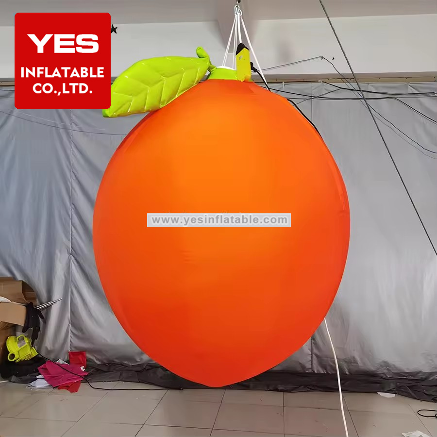 Custom Inflatable Fruit Model Hanging Inflatable Orange With Led Lights