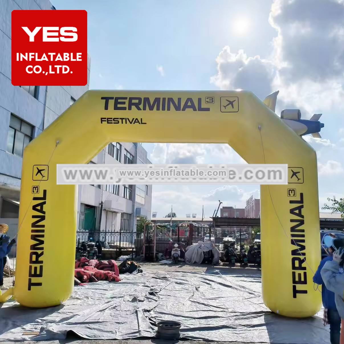 Customized Inflatable Advertising Arch Yellow Inflatable Track Arch Inflatable Start Finish Line