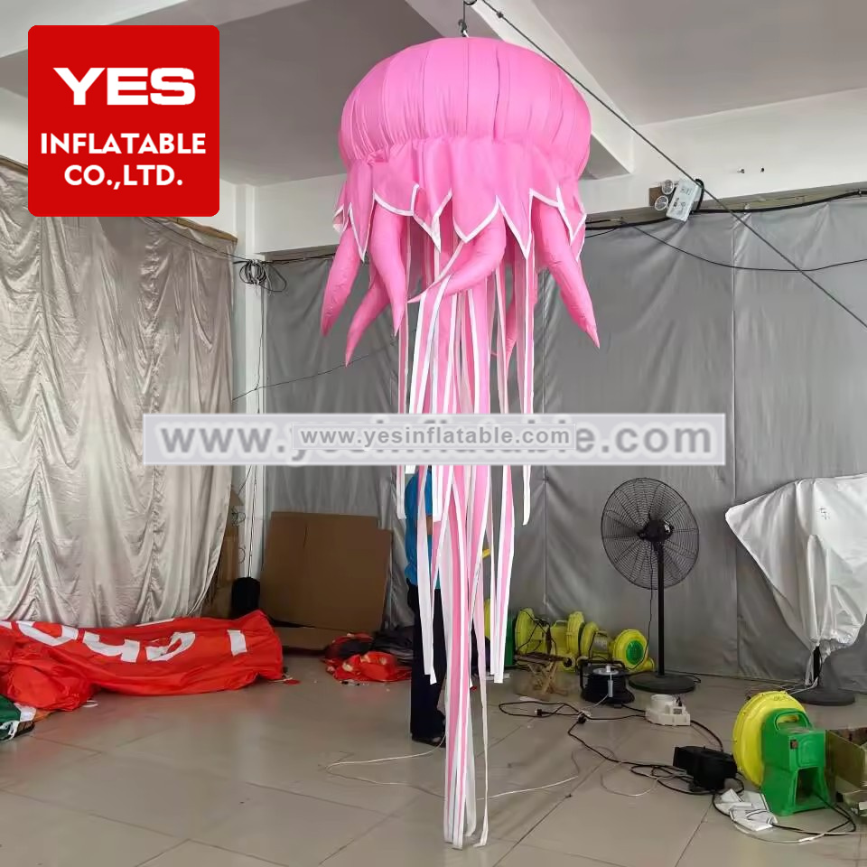 Ceiling Hanging Decoration Red Inflatable Jellyfish Inflatable Ocean Animal For Stage Event Party