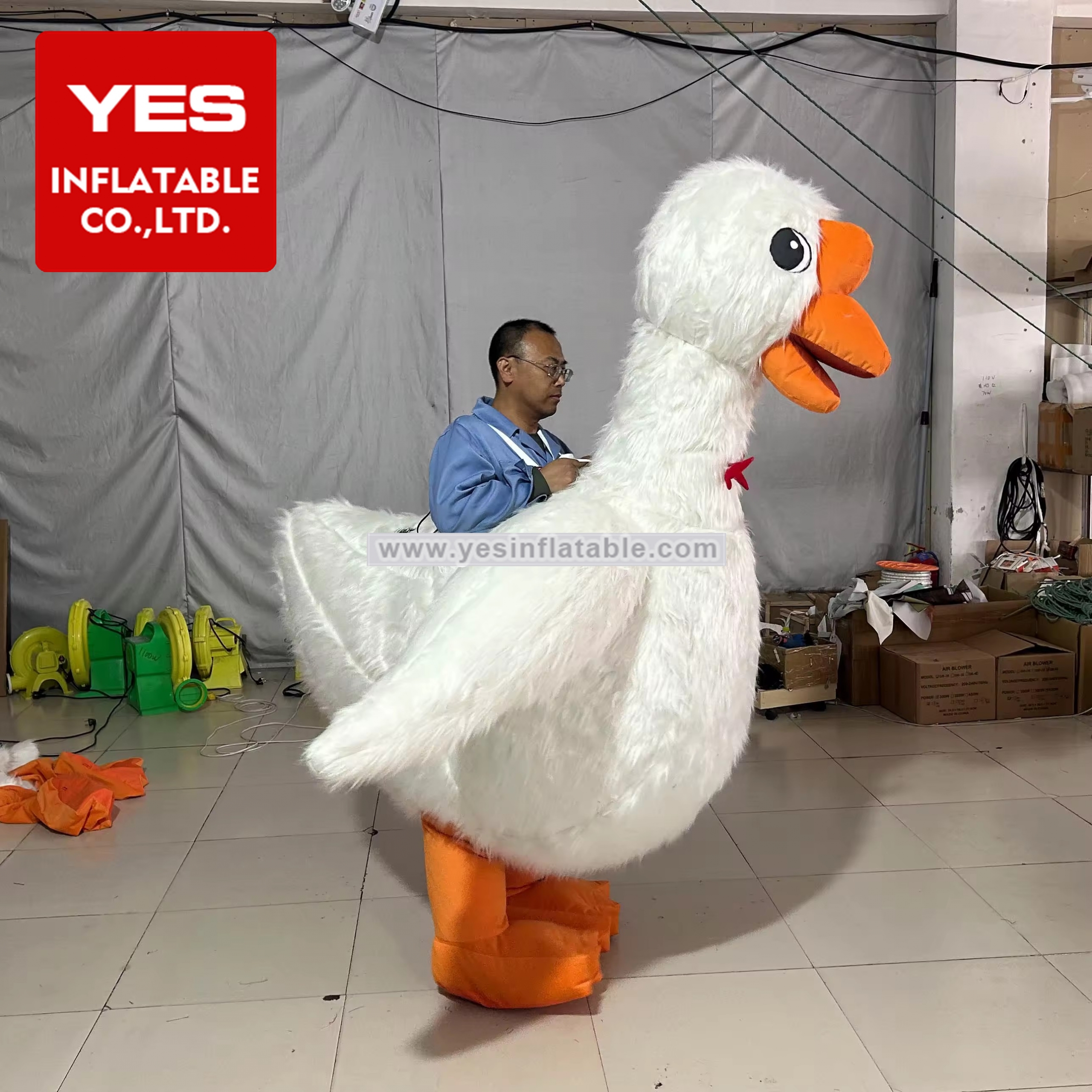 street parade walkaround inflatable costumes white goose inflatable fur mascot