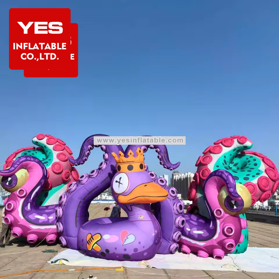 color music stage huge swan octopus tentacle inflatable props carnival