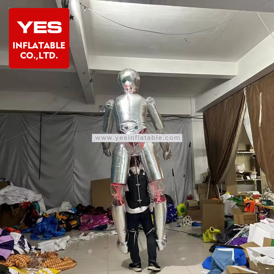 Funny Halloween Costume Street Party Walking Silver Led Inflatable Puppet Costume