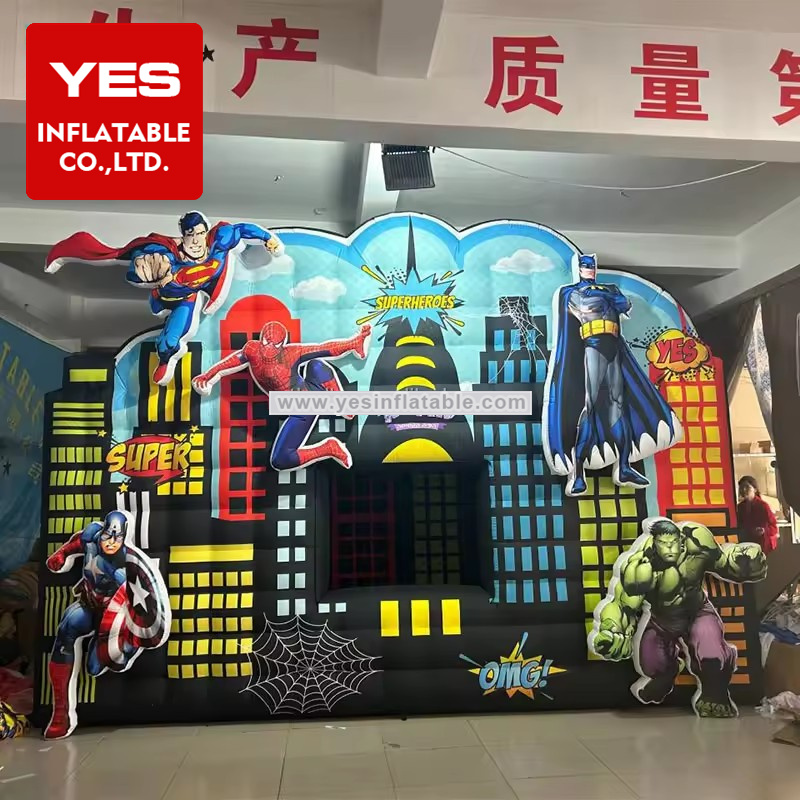 Custom Black Inflatable Superhero Tent Inflatable Square Tent For Amusement Park