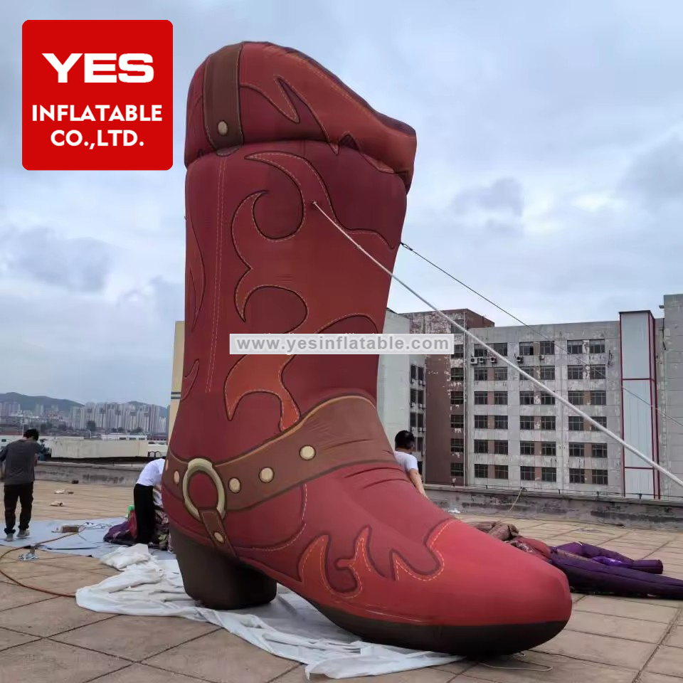 huge shoes model brown high giant inflatable cowboy boot