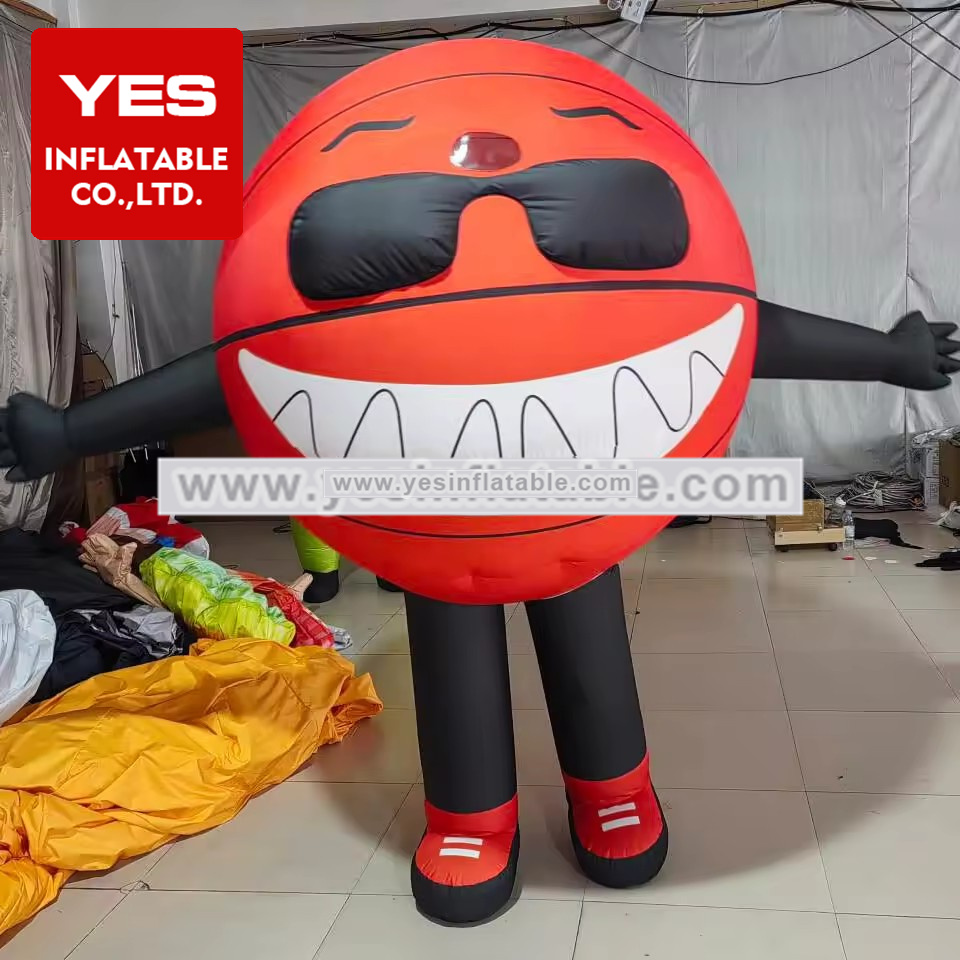 Adult Inflatable Walking Cartoon Inflatable Red Ball Costume For Advertising