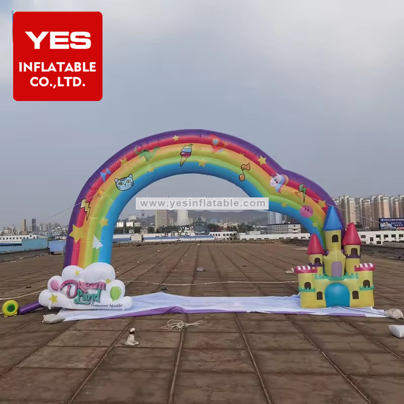 Cartoon Themed Inflatable Arch Custom Outdoor Inflatable Rainbow Arch