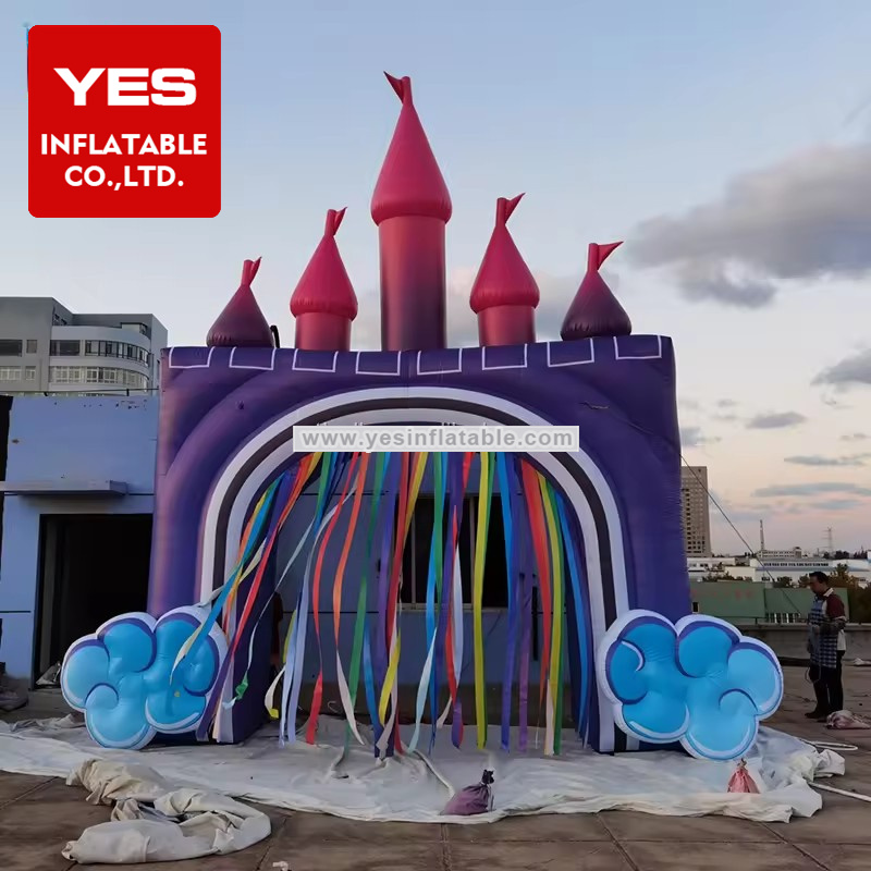 Beautiful Inflatable Circus Troupe Entry Decoration Inflatable Castle Arch With Tassels