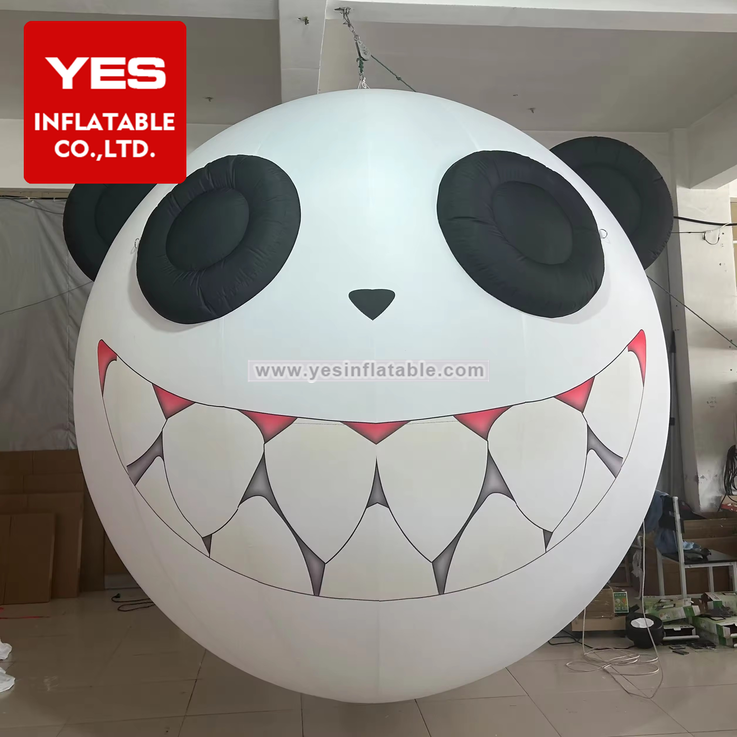 Halloween Inflatable Hanging Decoration Scary Bare Teeth Inflatable Panda Head