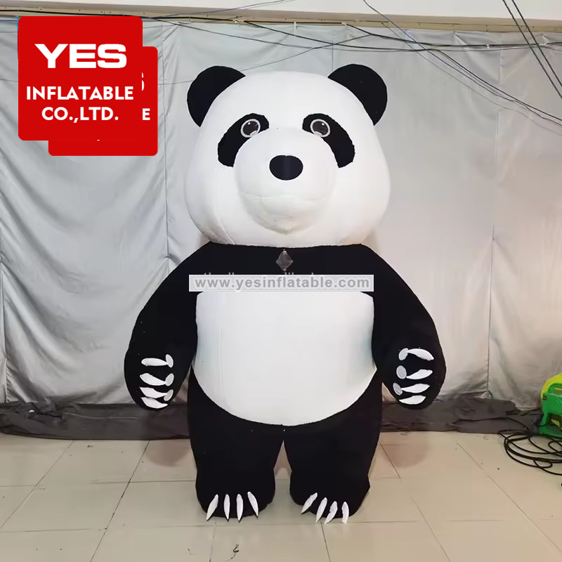 festival fur plush material walking costume inflatable panda mascot