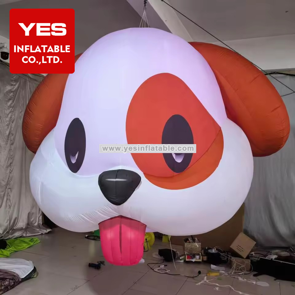 Party Decoration Inflatable Dog Head Inflatable Hanging Decoration With Led Light