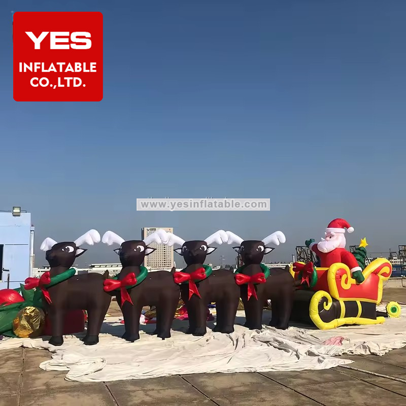 Christmas Yard Garden Decoration Inflatable Giant Full Size Santa Claus Sleigh