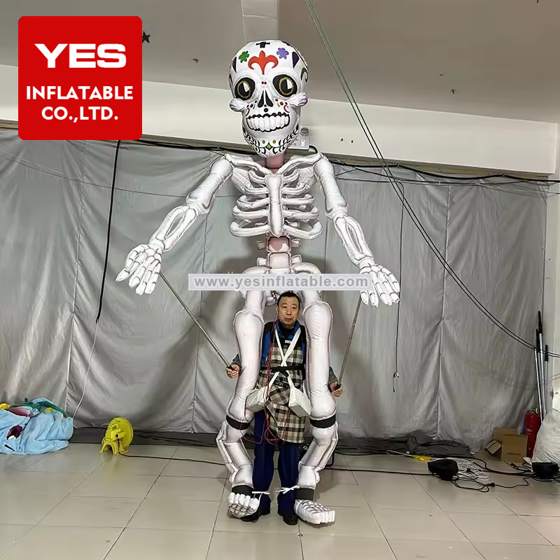 Halloween Inflatable Decoration Inflatable Skull Costume Inflatable Skeleton Performance   Costume Suit