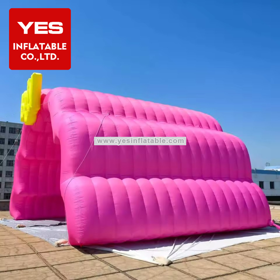 Large long blow up pink entrance cloud shape inflatable thread tunnel