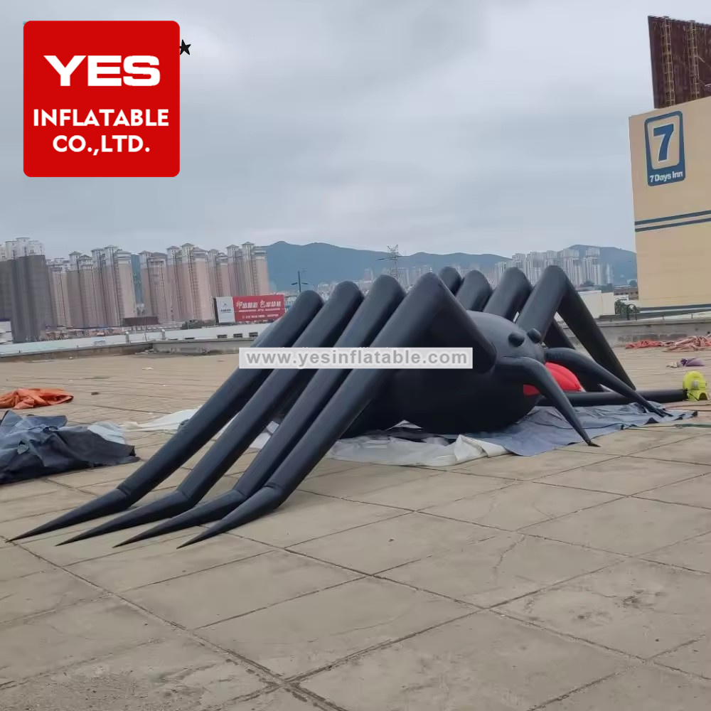 Halloween decoration horror red eyes black spider model giant inflatable insect