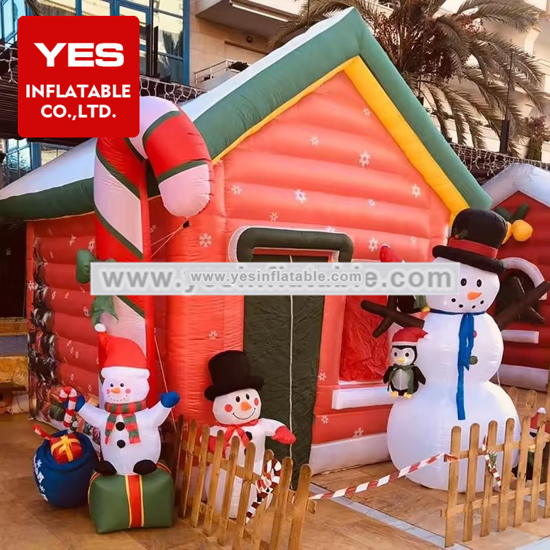 Xmas Outdoor decoration santa tent custom color size christmas inflatable house