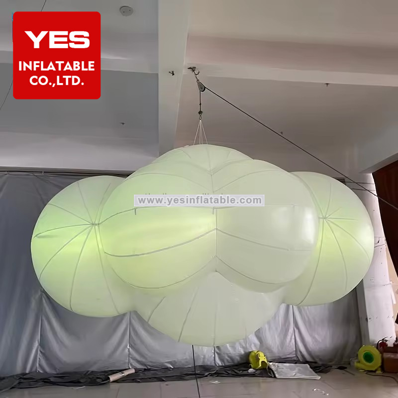 Ceiling Hanging Blow Up Decoration Inflatable Cloud With Led Lights