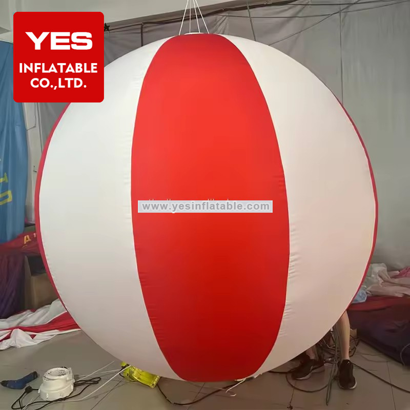 Colorful Party Inflatable Balloon Hanging White Red Stripe Inflatable Ball