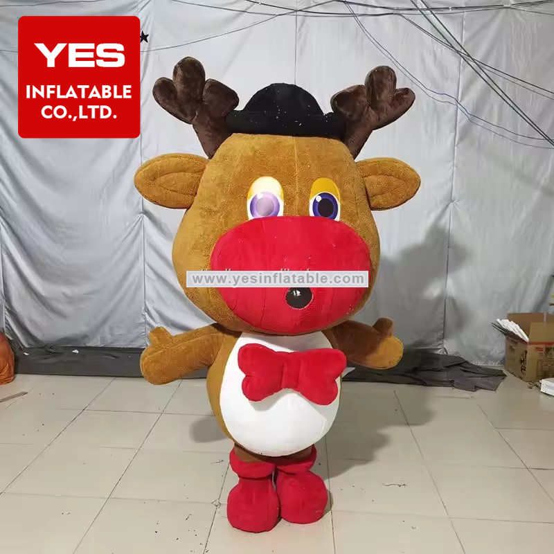 Christmas soft plush walking mascot inflatable parade deer costume