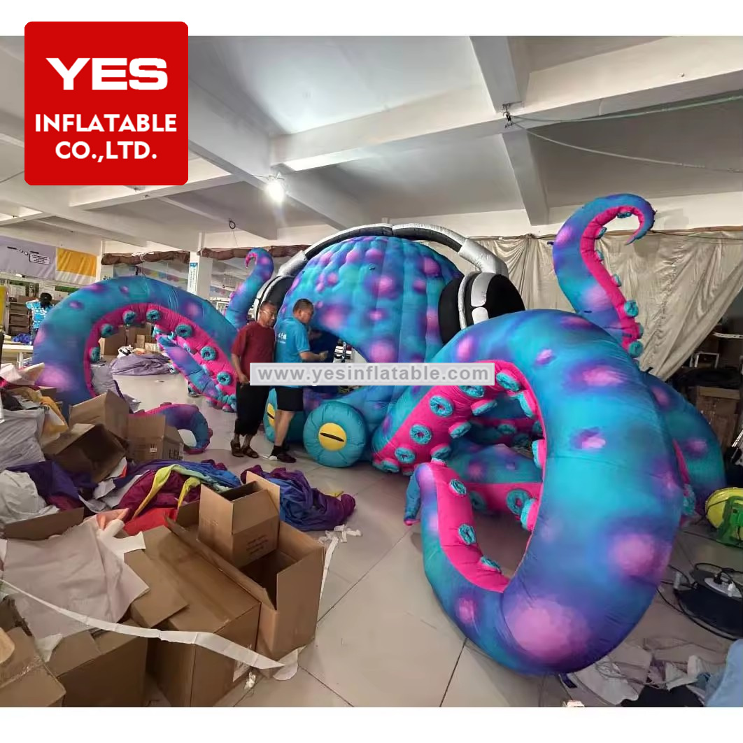 Carnival Stage Decorative Inflatable Dj Booth Inflatable Octopus Stage With Headphones