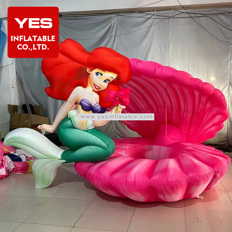 Factory Led Inflatable Cartoon Charater Model Inflatable Mermaid With Shell