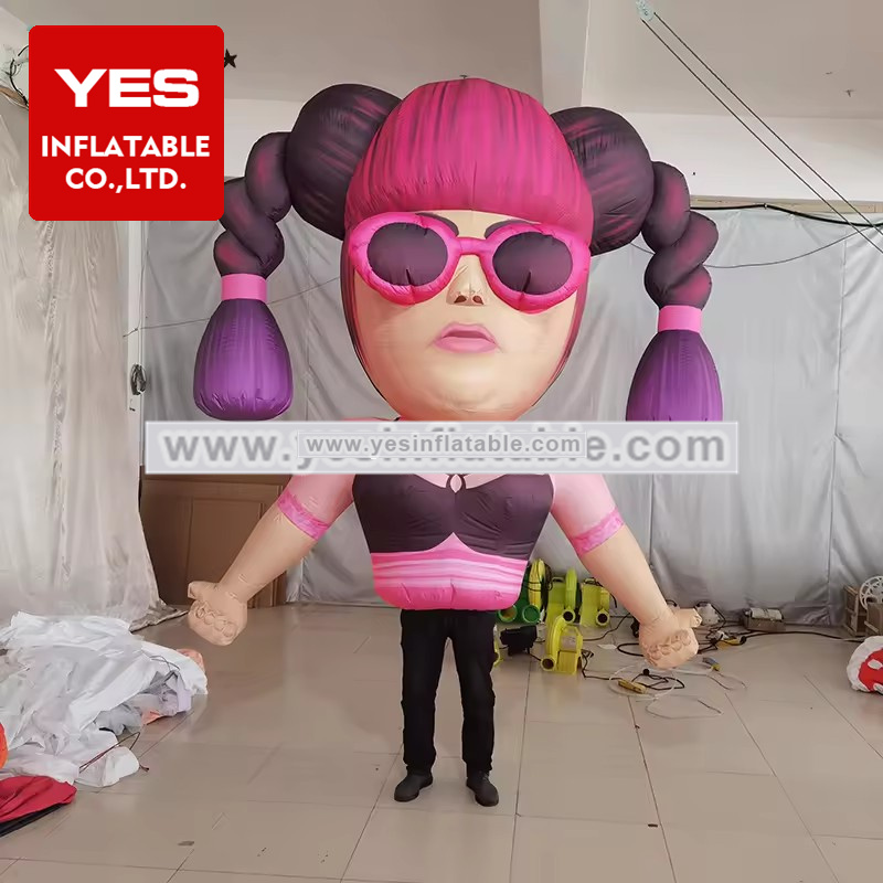 Street parade waking rock girl suit inflatable big head man costume