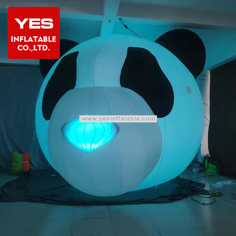 Custom LED Inflatable Cartoon Animal Model Advertising Decoration Inflatable Panda Head