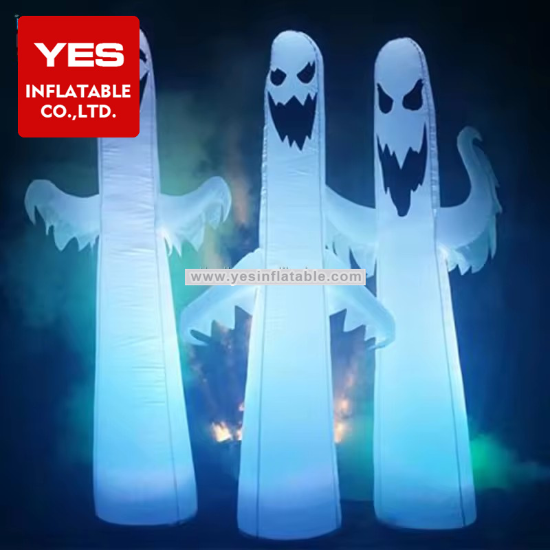 Halloween Ornament Inflatables Flashing Flame Ghost With Led Light