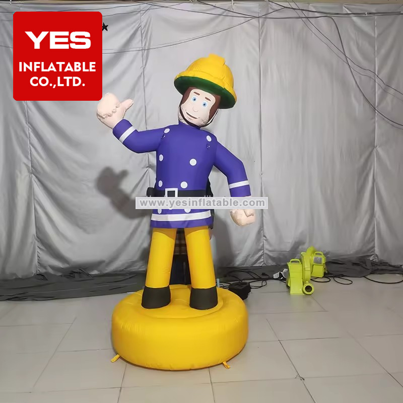 Firefighter Customized Inflatable Model Custom Giant Cartoon Firefighter Inflatable Fireman For Promotion