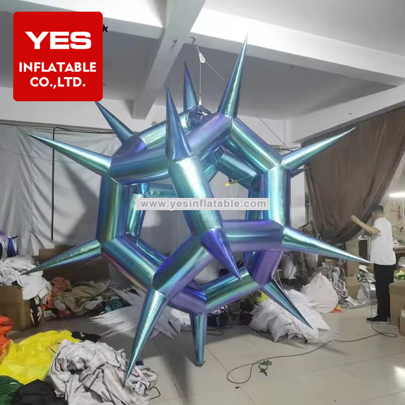 Party Pecoration Inflatable Led Lighting Blue Inflatable Star For Festival