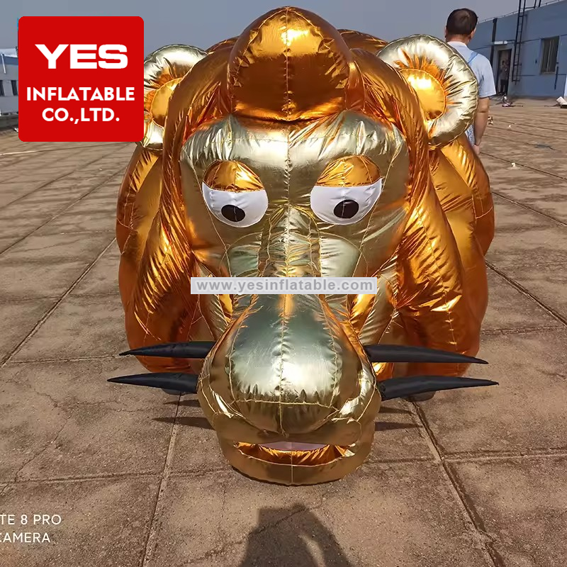 Hot Sale Inflatable Animal Model Overlength Gold Inflatable Chinese Dragon