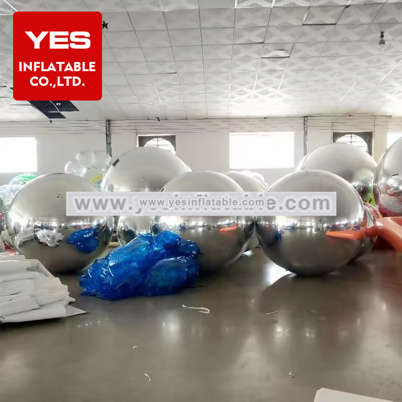 Giant Event Decoration Silver / colorful PVC Floating Sphere Inflatable Mirror Balloon Disco Shinny Inflatable Mirror Ball