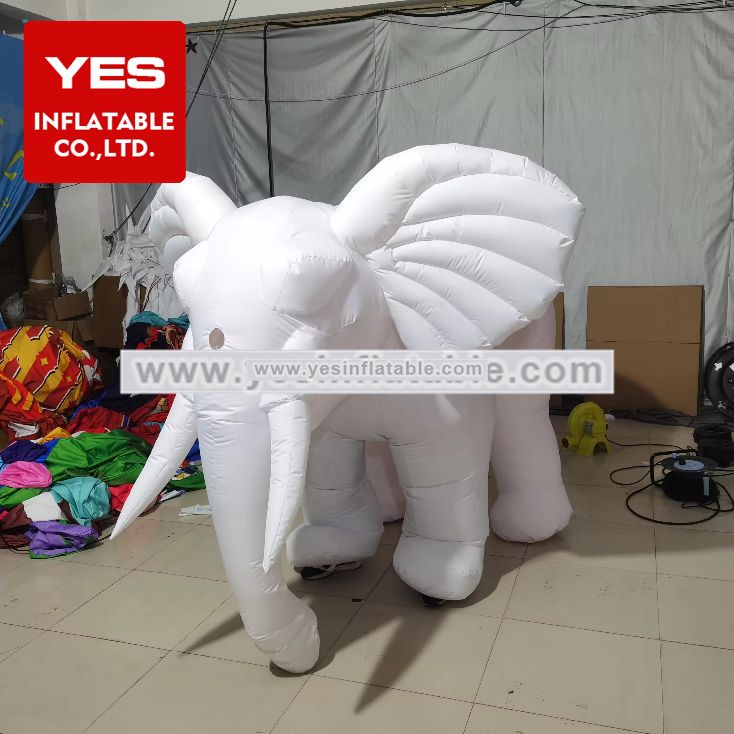 High Quality Playground Party Lovely White Inflatable Cartoon Mascot Costume Inflatable Elephant