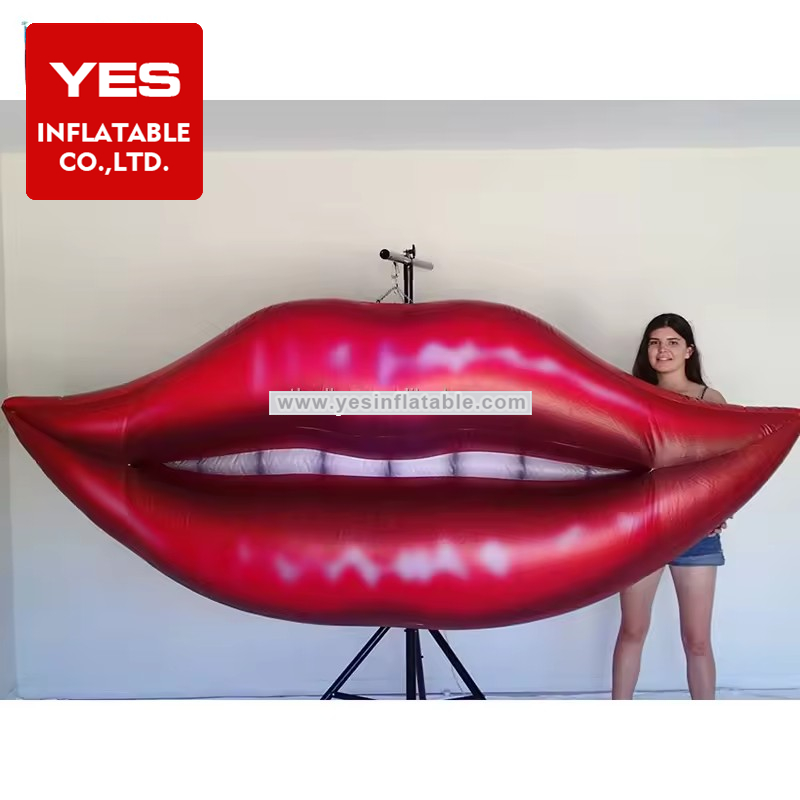 Giant Red Mouth Lighted Inflatable Sexy Lip For Outdoor Art Exhibition