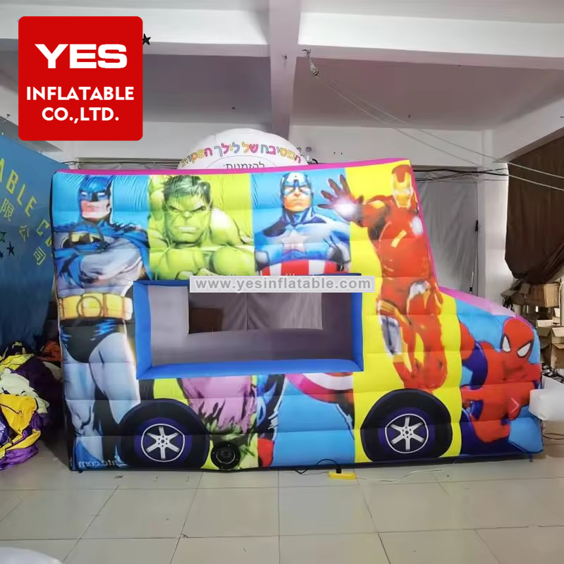 Portable Inflatable Concession Stall Stand Inflatable Car Shape Booth Kiosk Inflatable Cartoon Superhero Concession Stand