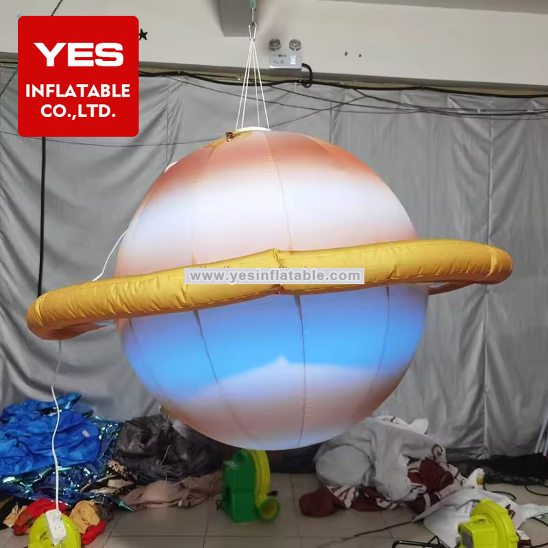 Promotional Custom Inflatable Planet Led Colourful Hangable Inflatable Saturn