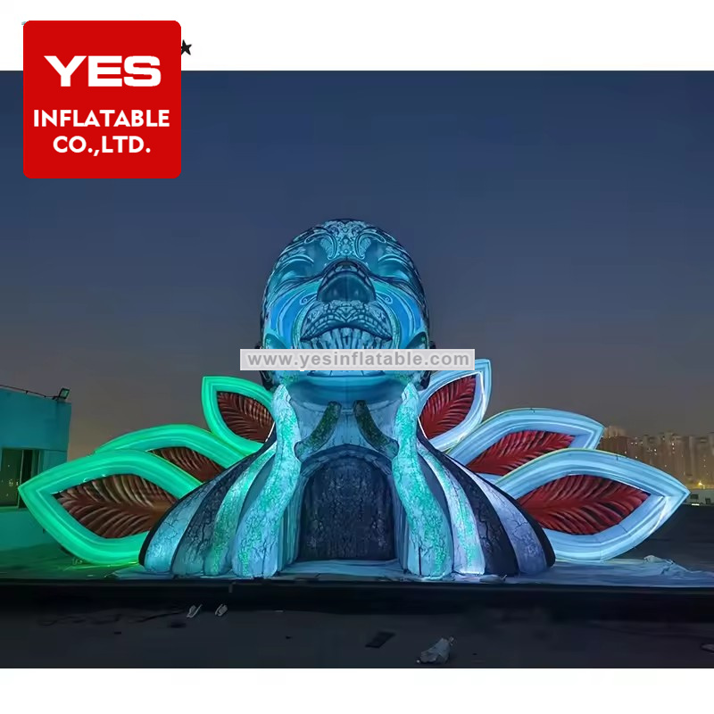 Factory Custom Event Inflatable DJ Booth Inflatable Mountain God Stage Booth with LED Light