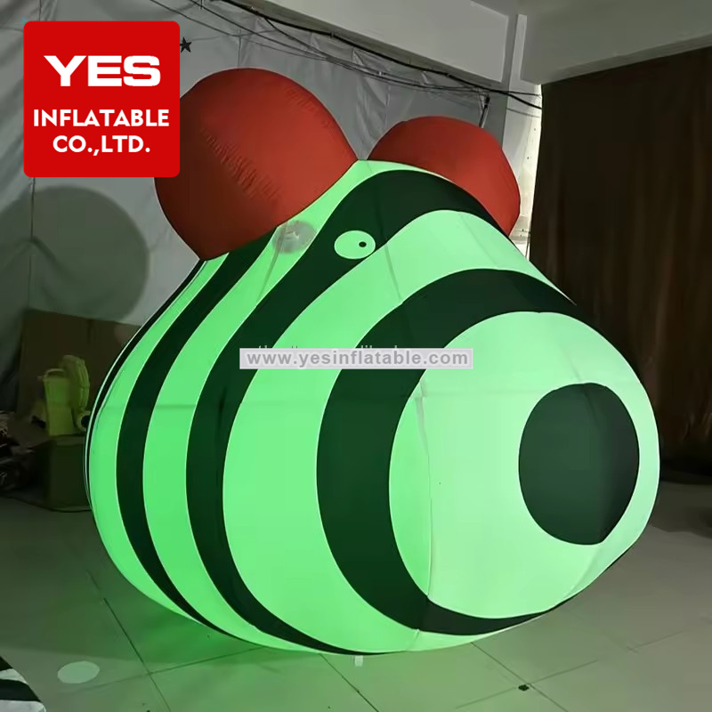 Hot Sale Outdoor Art Decoration Led Colourful Red Ear Inflatable Art Modelling