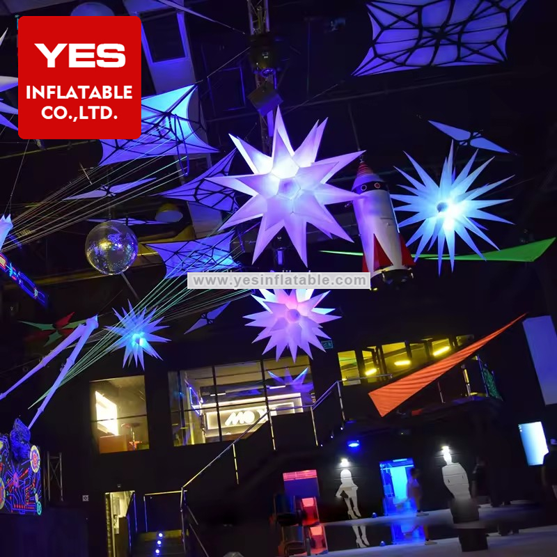 Event Party Decoration Hanging Inflatable Star With Led Light For Sale