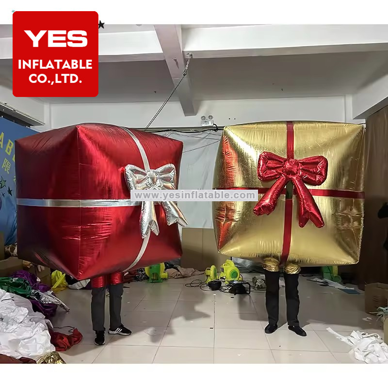 Custom Colour Christmas Parade Inflatable Costume Walking Christmas Inflatable Gift Costume