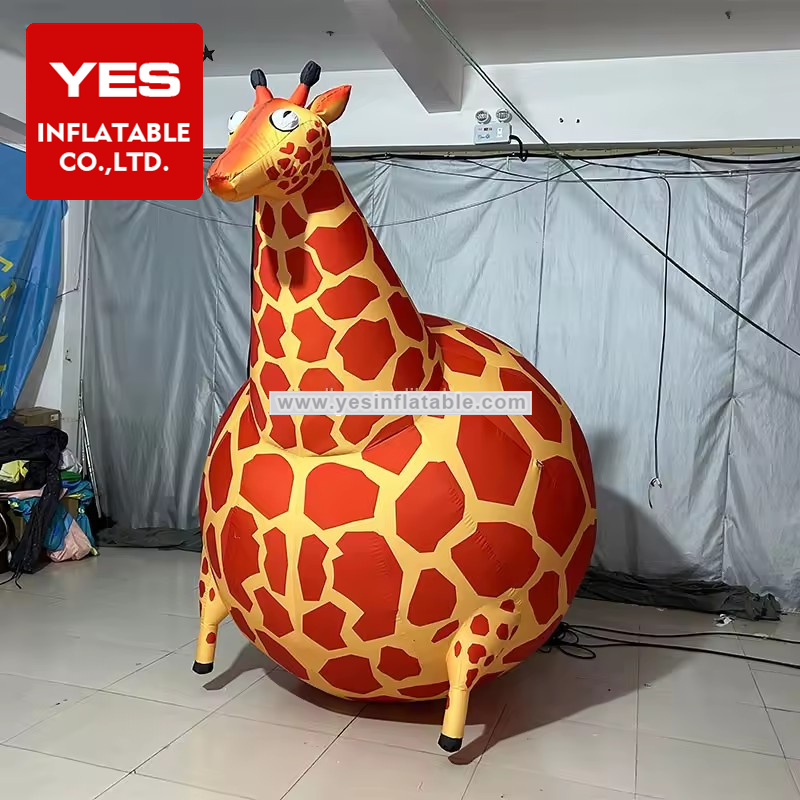 Event Decorative Inflatable Giraffe Mascot Airblowing Inflatable Fat Giraffe